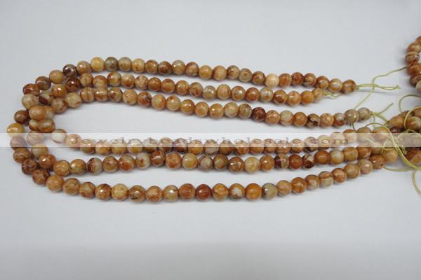 CAG1886 15.5 inches 8mm faceted round lemon crazy lace agate beads