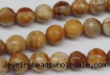 CAG1887 15.5 inches 10mm faceted round lemon crazy lace agate beads