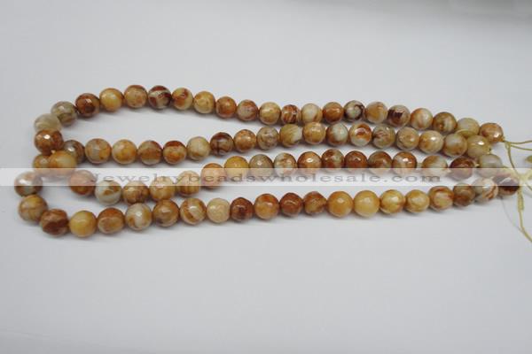 CAG1887 15.5 inches 10mm faceted round lemon crazy lace agate beads