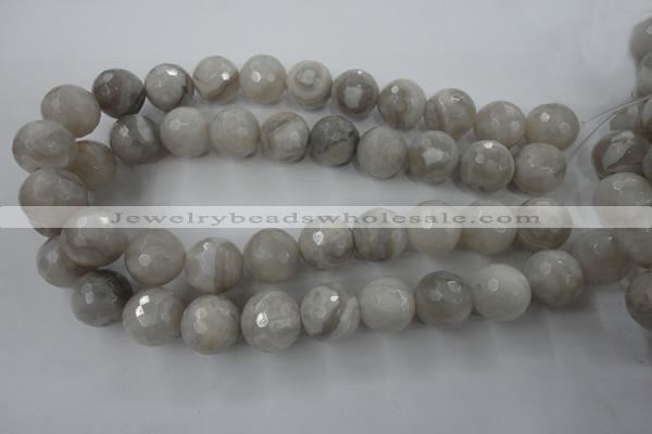 CAG1910 15.5 inches 18mm faceted round grey agate beads wholesale