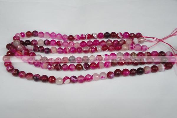 CAG2085 15.5 inches 6mm faceted round fuchsia line agate beads