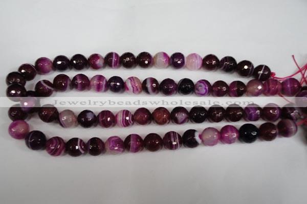 CAG2087 15.5 inches 10mm faceted round fuchsia line agate beads