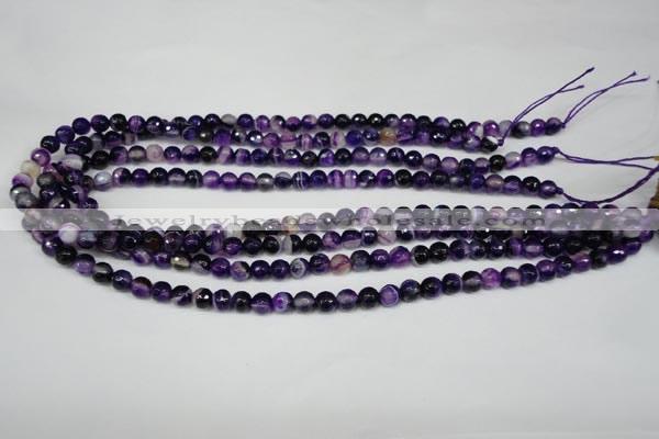 CAG2094 15.5 inches 6mm faceted round purple line agate beads