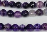 CAG2096 15.5 inches 10mm faceted round purple line agate beads