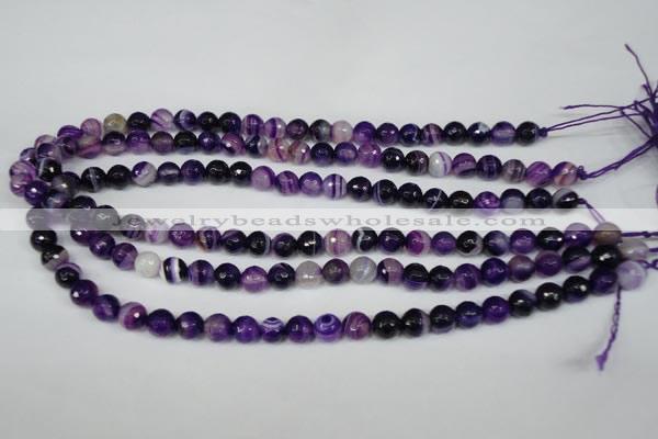 CAG2096 15.5 inches 10mm faceted round purple line agate beads