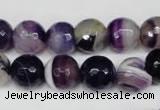 CAG2097 15.5 inches 12mm faceted round purple line agate beads