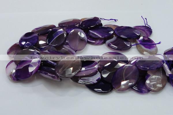 CAG210 15.5 inches 25*35mm faceted oval purple agate gemstone beads