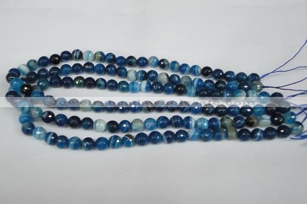 CAG2103 15.5 inches 6mm faceted round blue line agate beads