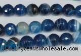 CAG2104 15.5 inches 8mm faceted round blue line agate beads