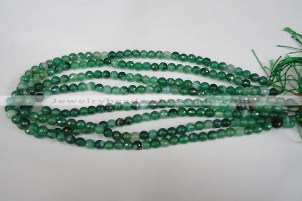 CAG2112 15.5 inches 6mm faceted round green line agate beads