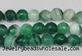 CAG2113 15.5 inches 8mm faceted round green line agate beads