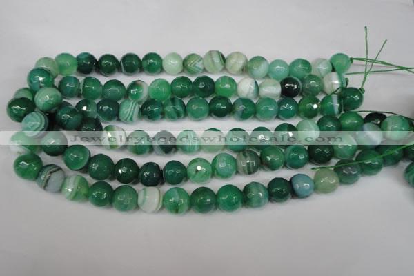 CAG2113 15.5 inches 8mm faceted round green line agate beads