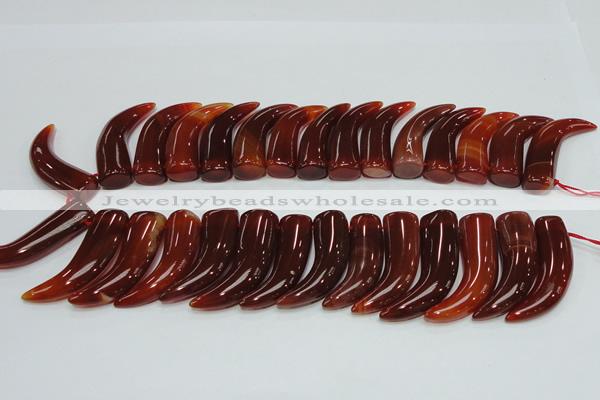 CAG233 15.5 inches 15*46mm horn-shaped red agate gemstone beads