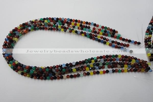 CAG2350 15.5 inches 4mm faceted round multi colored agate beads