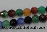 CAG2352 15.5 inches 8mm faceted round multi colored agate beads