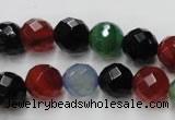 CAG2353 15.5 inches 10mm faceted round multi colored agate beads