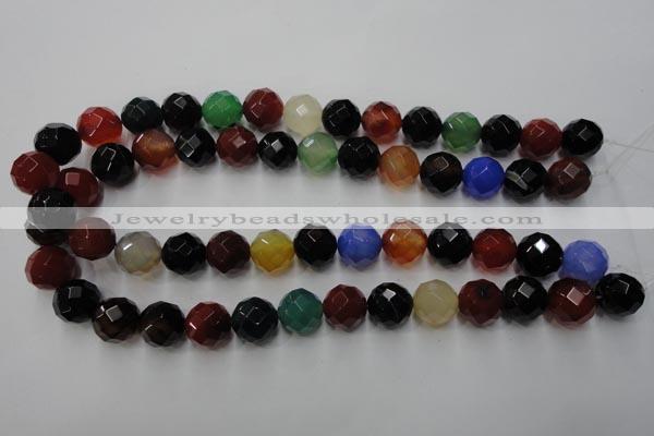 CAG2355 15.5 inches 14mm faceted round multi colored agate beads