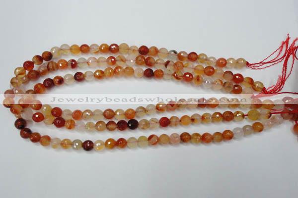 CAG2382 15.5 inches 8mm faceted round red agate beads wholesale