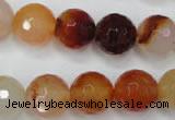 CAG2385 15.5 inches 14mm faceted round red agate beads wholesale