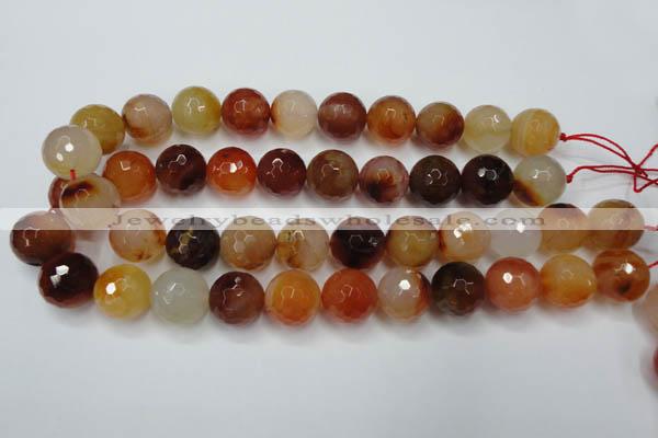 CAG2387 15.5 inches 18mm faceted round red agate beads wholesale