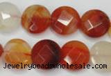 CAG2394 15.5 inches 16mm faceted coin red agate beads wholesale