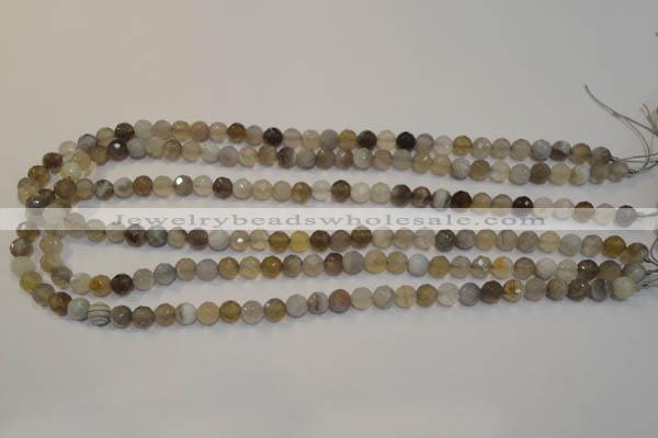 CAG2421 15.5 inches 6mm faceted round Chinese botswana agate beads