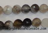 CAG2423 15.5 inches 10mm faceted round Chinese botswana agate beads