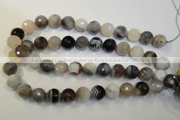 CAG2426 15.5 inches 16mm faceted round Chinese botswana agate beads