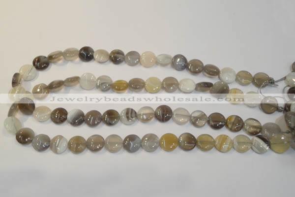 CAG2435 15.5 inches 12mm flat round Chinese botswana agate beads