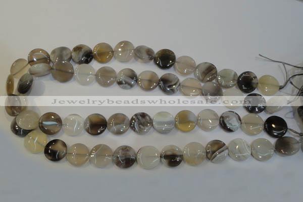 CAG2436 15.5 inches 14mm flat round Chinese botswana agate beads