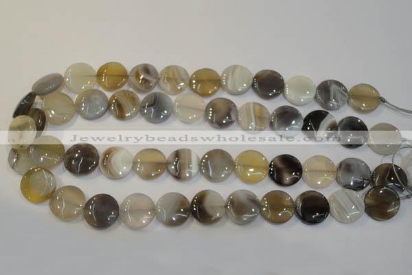 CAG2437 15.5 inches 16mm flat round Chinese botswana agate beads