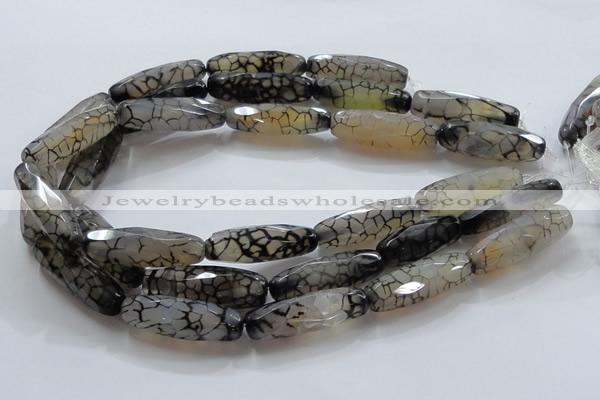 CAG247 15.5 inches 15*40mm faceted column dragon veins agate beads