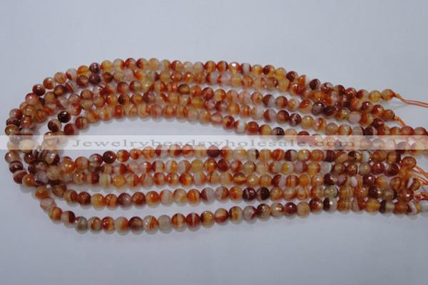 CAG2701 15.5 inches 6mm faceted round red line agate beads