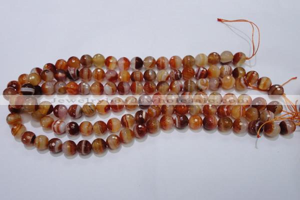 CAG2703 15.5 inches 10mm faceted round red line agate beads