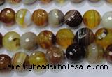 CAG2711 15.5 inches 6mm faceted round yellow line agate beads