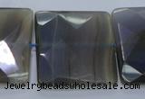 CAG2746 15.5 inches 30*30mm faceted square grey line agate beads