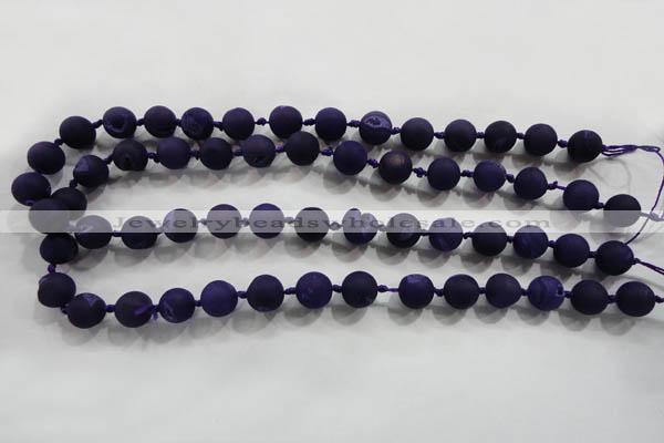 CAG2800 15.5 inches 10mm round matte druzy agate beads whholesale