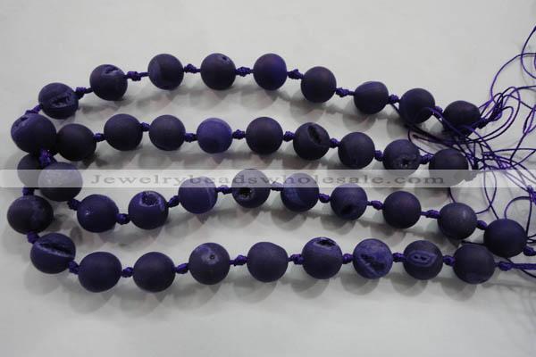 CAG2804 15.5 inches 14mm round matte druzy agate beads whholesale