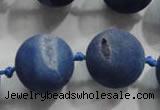 CAG2806 15.5 inches 18mm round matte druzy agate beads whholesale