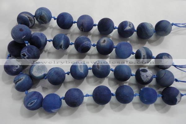 CAG2806 15.5 inches 18mm round matte druzy agate beads whholesale