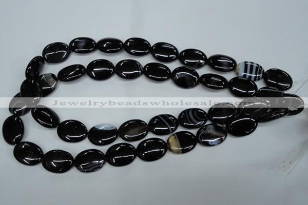 CAG2919 15.5 inches 15*20mm oval black line agate beads