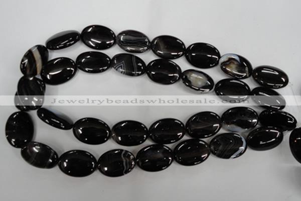 CAG2920 15.5 inches 18*25mm oval black line agate beads