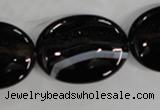 CAG2921 15.5 inches 22*30mm oval black line agate beads