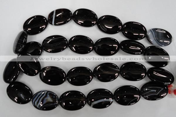 CAG2921 15.5 inches 22*30mm oval black line agate beads