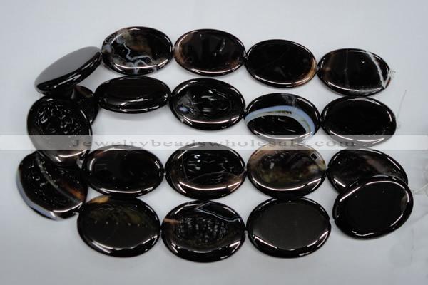 CAG2922 15.5 inches 30*40mm oval black line agate beads