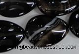 CAG2929 15.5 inches 22*30mm flat teardrop black line agate beads