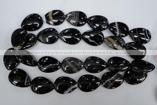 CAG2929 15.5 inches 22*30mm flat teardrop black line agate beads