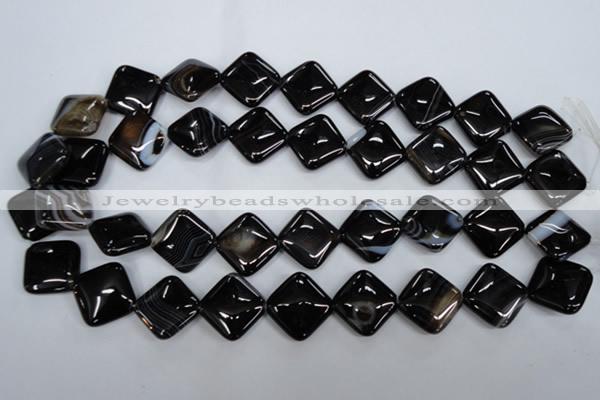 CAG2936 15.5 inches 18*18mm diamond black line agate beads