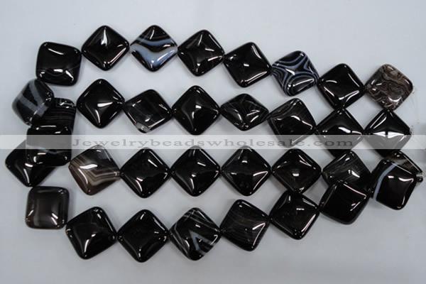 CAG2937 15.5 inches 20*20mm diamond black line agate beads