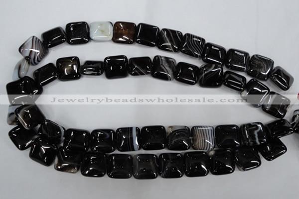 CAG2945 15.5 inches 16*16mm square black line agate beads